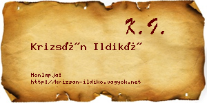Krizsán Ildikó névjegykártya